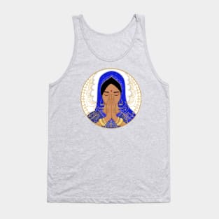 Namasté Mandala - Gratitude Blue and White Tank Top